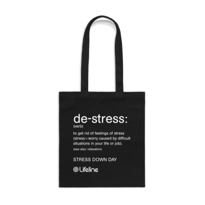 de-stress: - Library Bag (White Print) de-stress: - Library Bag (White Print) Thumbnail